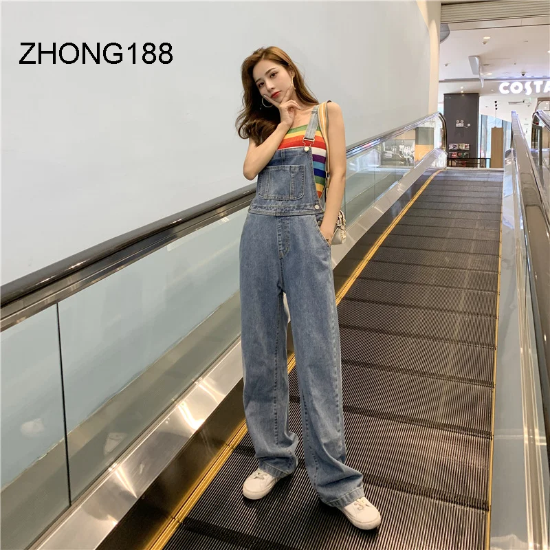 

Fashion 2020 Women Spring Summer Fashion Korea Style High Waist Wide Leg Denim Jeans Office Lady Student Sweet Oversize Overalls
