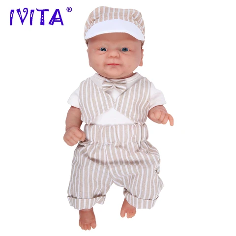 IVITA WB1512, 14 дюймов, 1,65 кг, полностью Мягкий силикон, куклы для новорожденных, живые, имитация бонекас, глаза, открытая улыбка, Игрушки для маленьких мальчиков