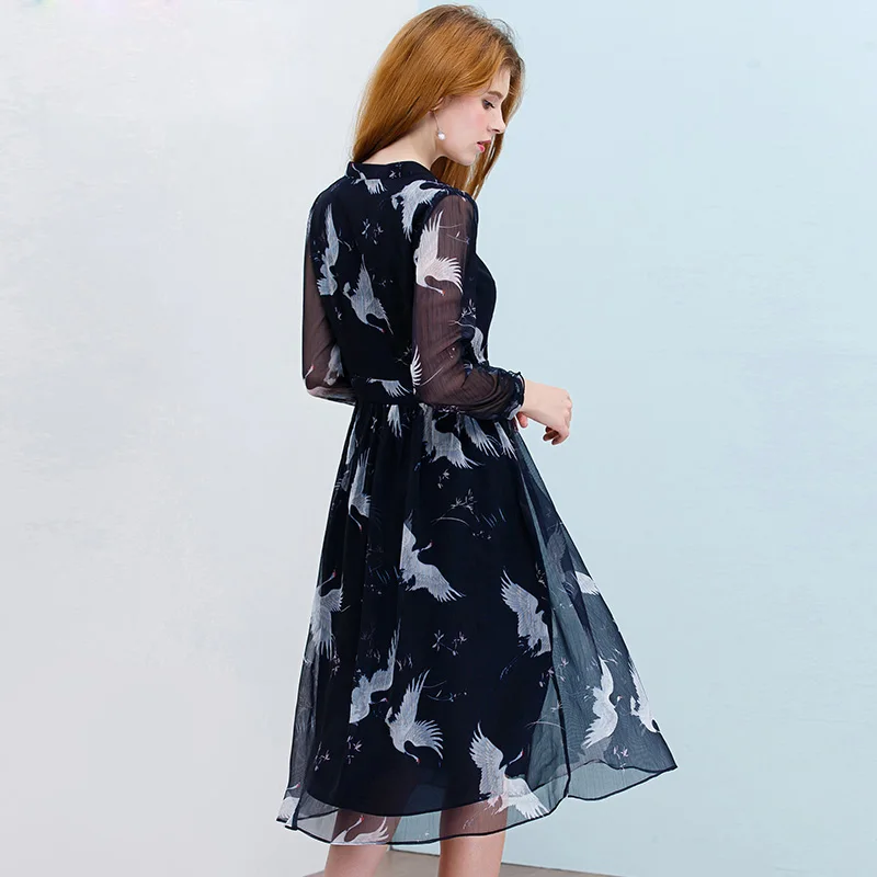 Only Plus 2020 весеннее женское платье Черное Шифоновое на пуговицах эластичная талия