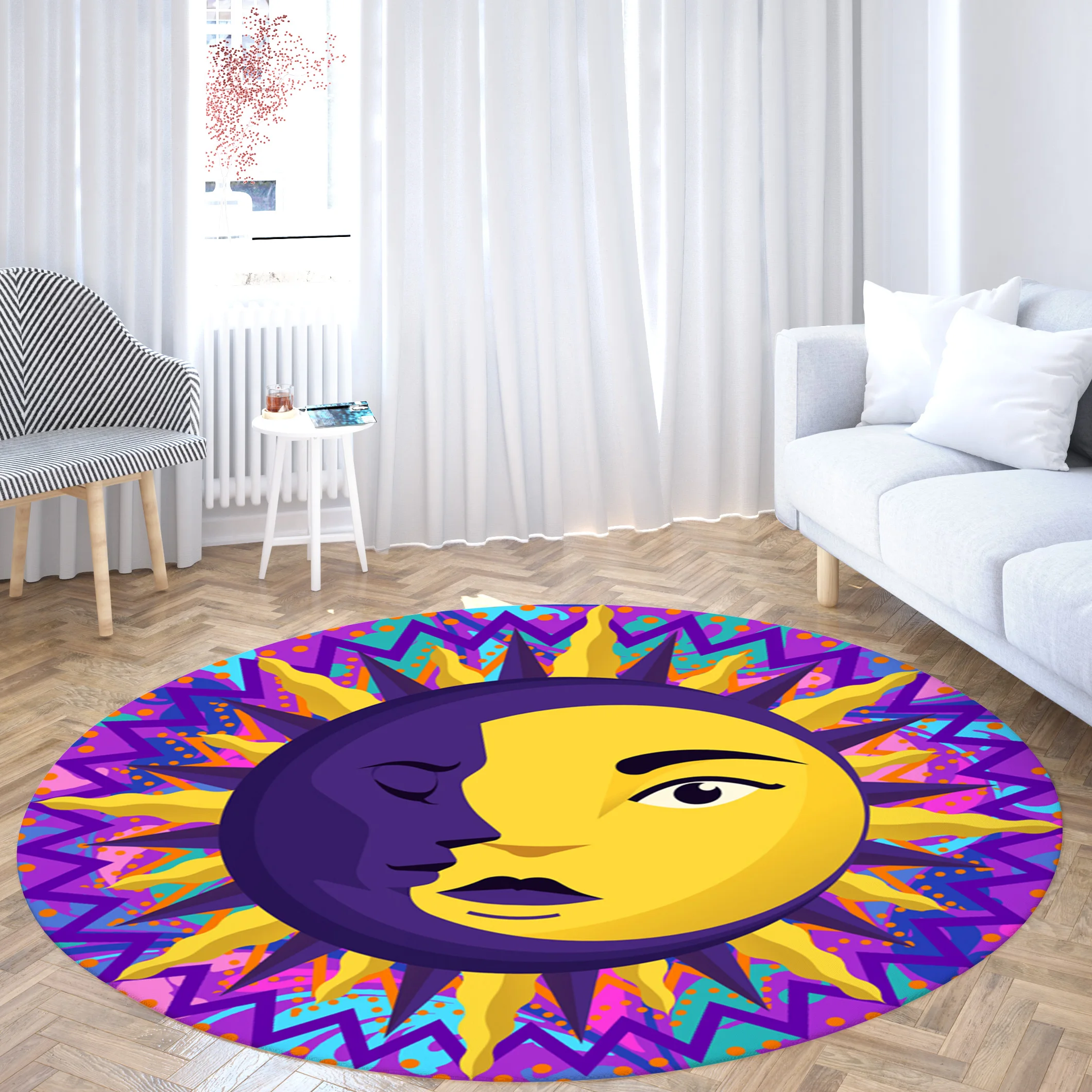 

Круглый напольный коврик, украшение для спальни, гостиной, входной дверной коврик, украшение для дома, большие коврики с принтом в виде 12 ков...