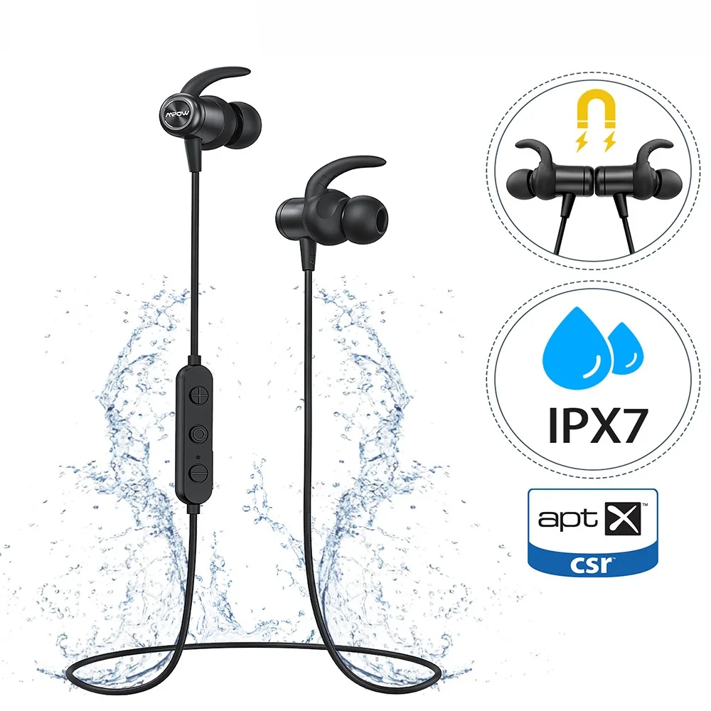 Черный Mpow S11 Bluetooth 5,0 Спортивные Беспроводные наушники IPX7 водонепроницаемые наушники с шумоподавлением с APTX и 9 часами воспроизведения - Цвет: Черный