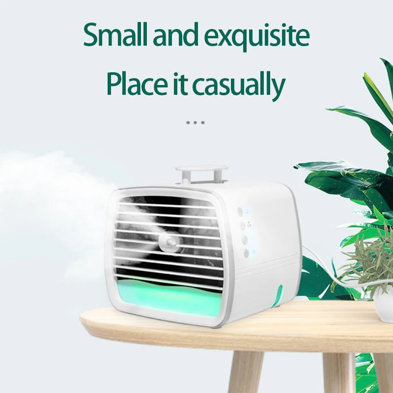

USB AC unit portable mini water-cooled air conditioner LED light desktop spray humidifier air purifier cooler home office fan