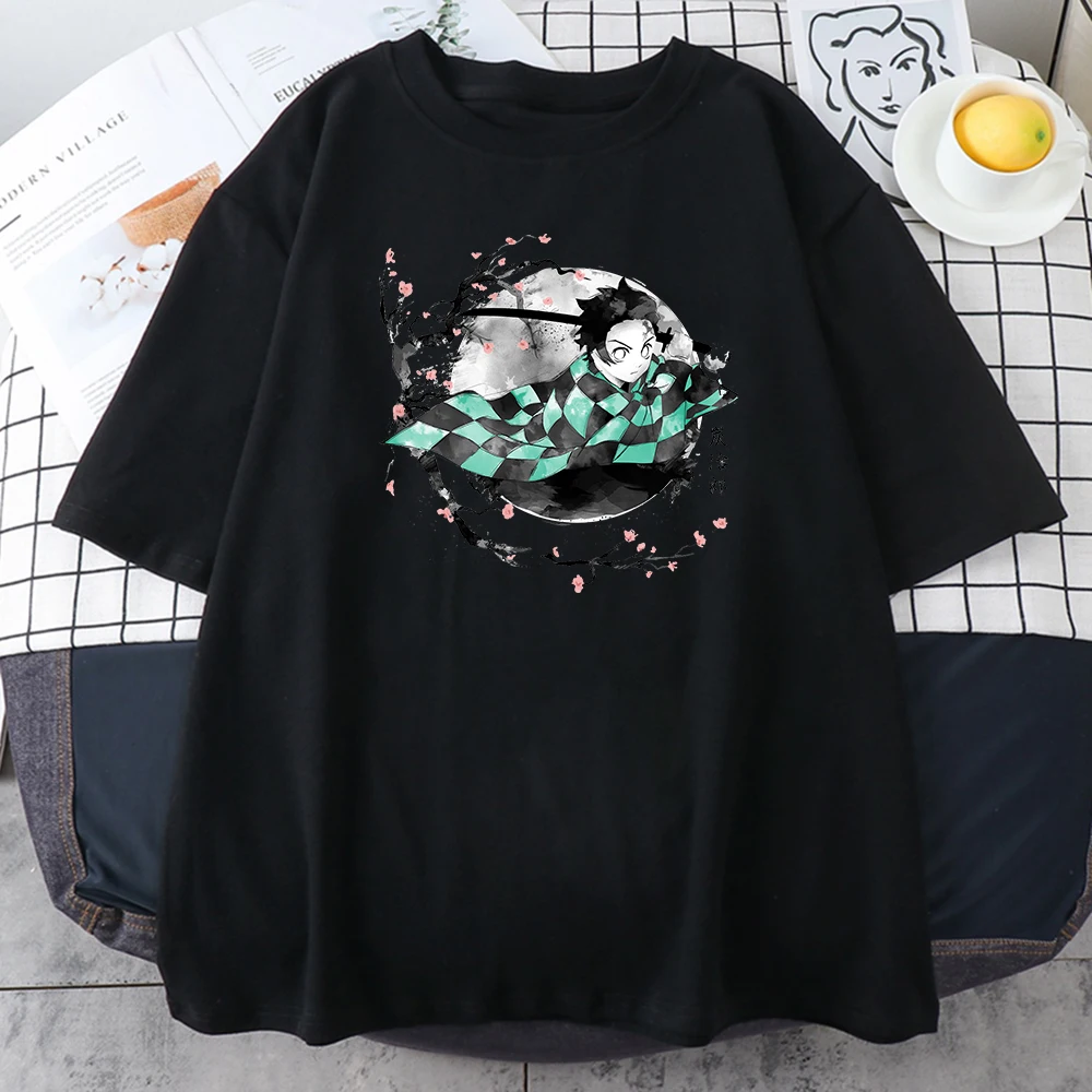 

Футболка женская с принтом из аниме «рассекающий демонов», Свободная Повседневная рубашка с коротким рукавом в стиле Харадзюку, большие ра...