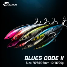 ONASN BLUES CODES II-Señuelos de Pesca con lápiz de sumersión, cebos duros de superficie de 75mm, 85mm y 95mm, Wobblers de pesca de Lucio de trucha