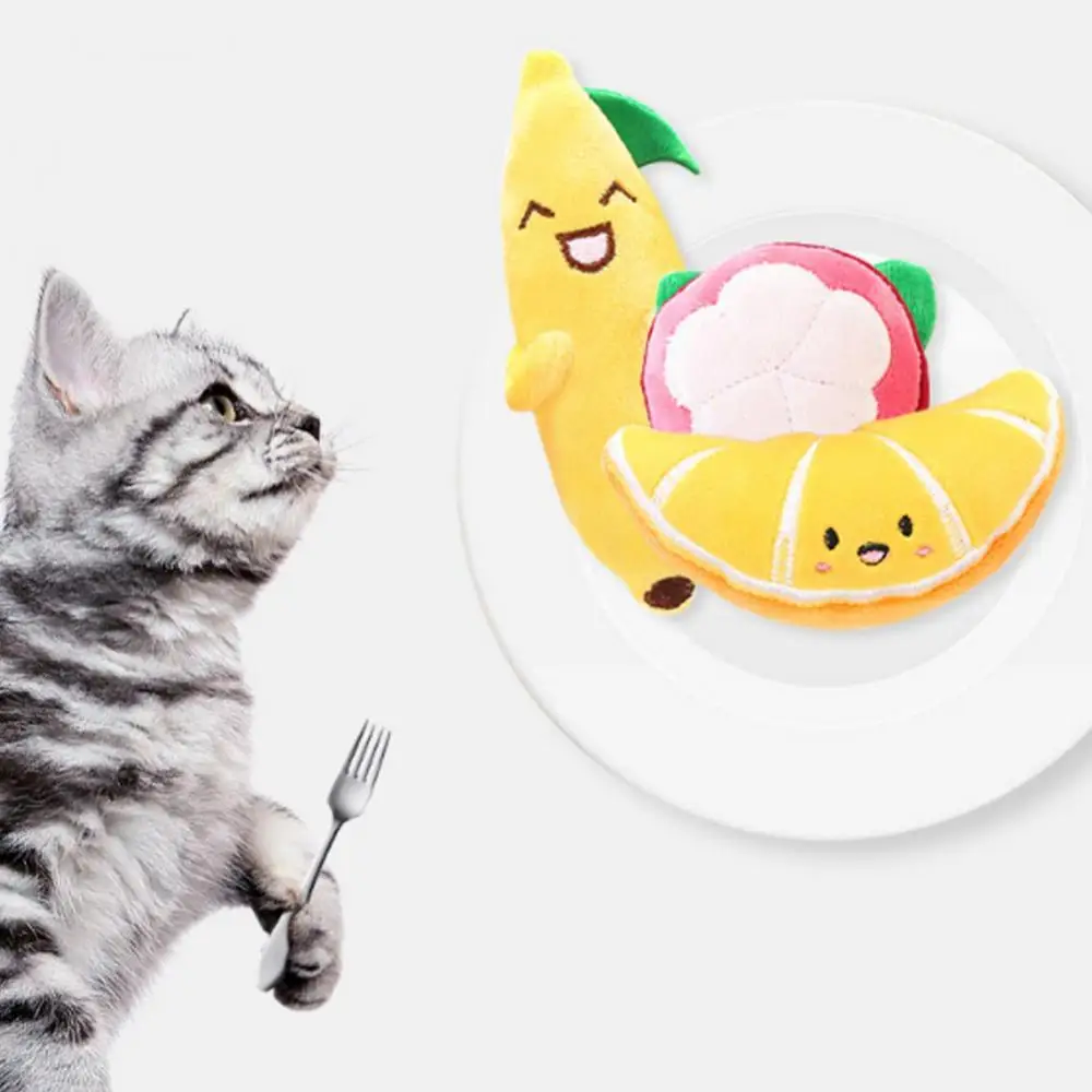 

Кошка котенок мультфильм фрукты в форме плюшевые игрушки жевательные изделия для домашних животных кошачья мята игрушка котенок Плюшевые ...