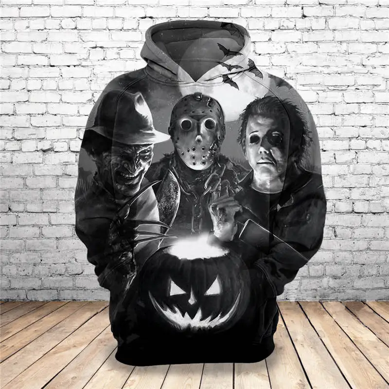 Горячая новинка 2019 свитшот на заказ худи с 3D принтом Хэллоуин уникальные