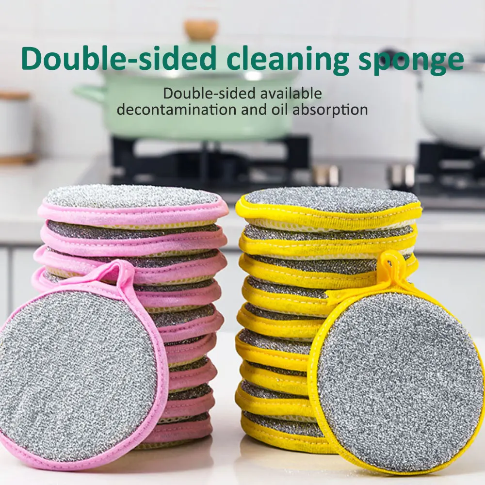 

5 шт., двусторонние губки для мытья посуды