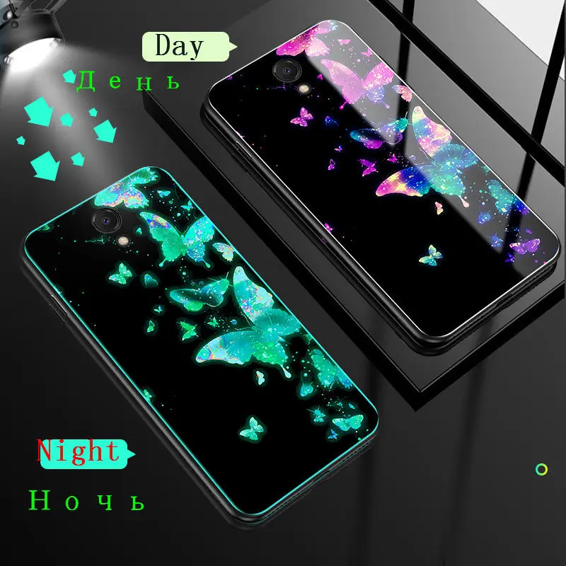 Phone Case For Meizu M5 Note Luminous Tempered Glass Back Cover Silicone ShockProof Bag | Мобильные телефоны и аксессуары