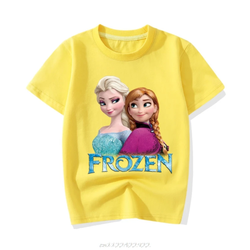Disney Новый Kawaii игры Футболка с изображением Анны и Эльзы для детей милая Летняя