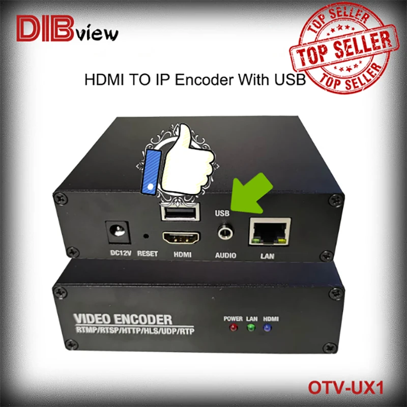 OTV UX1 YouTube Потоковое видео 1080P 60fps H.265 HEVC SRT RTMP RTSP HDMI код IPTV кодировщик с USB для прямой