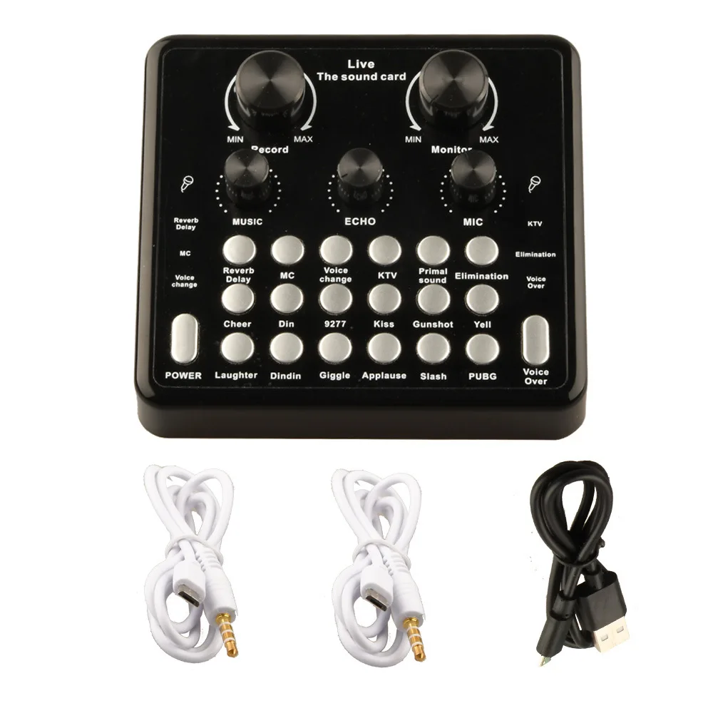 Живая звуковая карта V8 USB-зарядка с функцией музыки ECHO MIC может быть подключена к