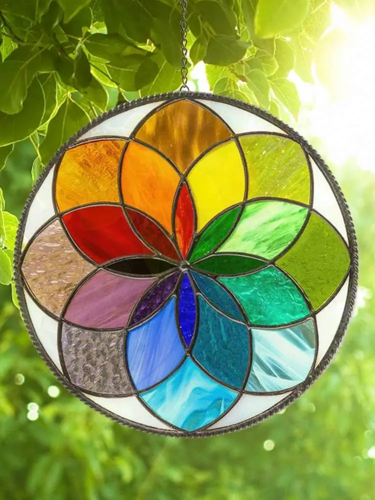 

Overlap Colors Wind Spinner Yard Art Garden Hanging Decoration Rainbow Wall Pendant Decoration Home Decoration Pendant
