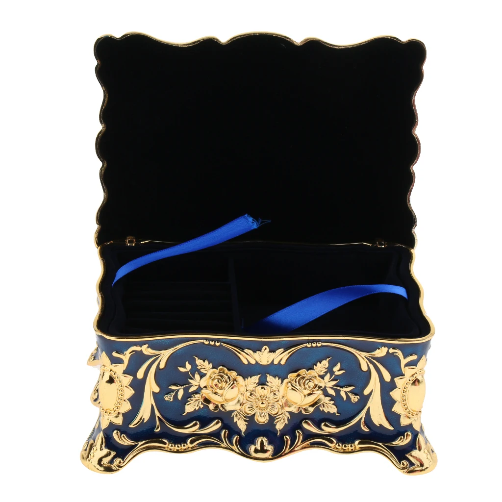 2 слойная большая винтажная металлическая шкатулка для ювелирных изделий