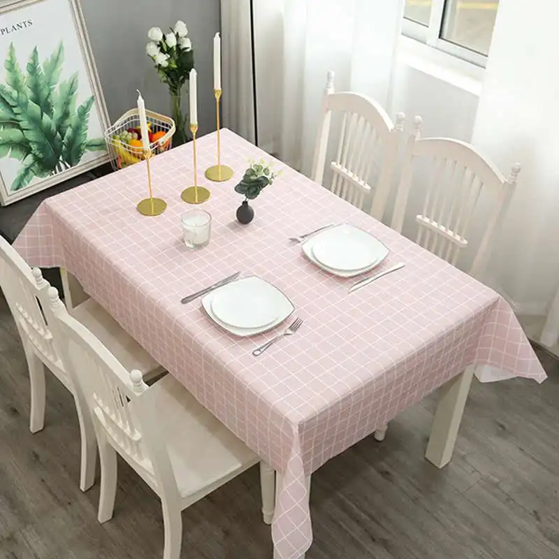Plaid Decorative Linen Tablecloth With Tassel Waterproof Oilproof Thick Rectangular Wedding Dining Table Cover Tea Table Cloth images - 6
