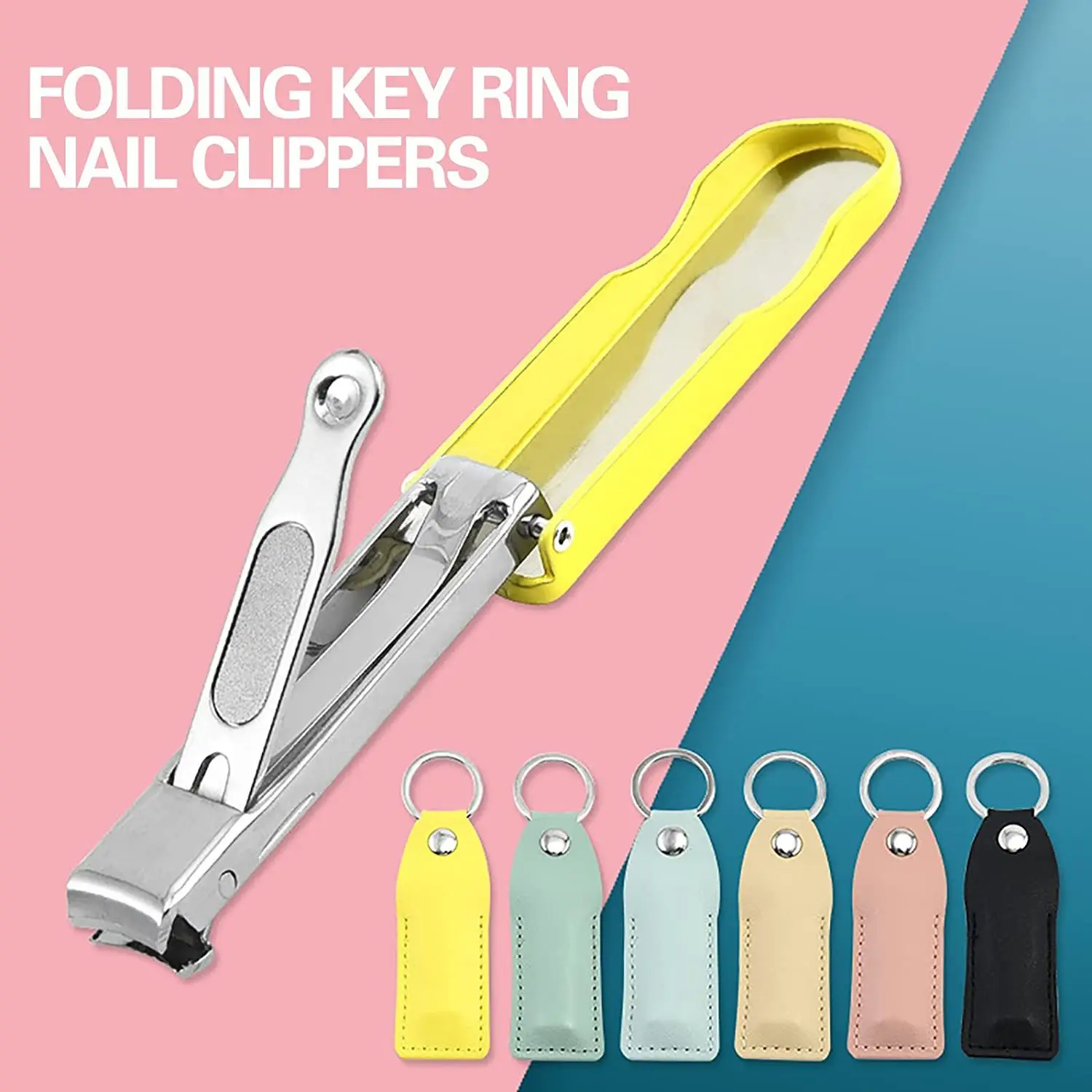 

Rotatable Fingernail Clipper Toenail Clippers Portable Stainless Steel Nail Clippers Nail Trimmer with Leather Case