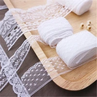 1lot5mts white embroidered polyester lace fabric trim apparel sewing lace border for diy garment clothing decoration costura