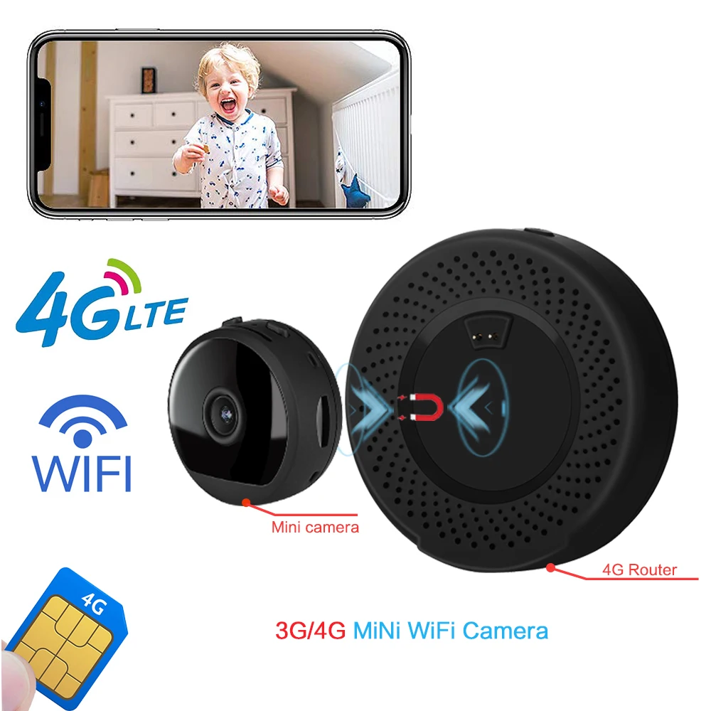 3G 4G Lte Беспроводная портативная мини камера 1080P GSM SIM карта WIFI CCTV P2P ИК Ночное