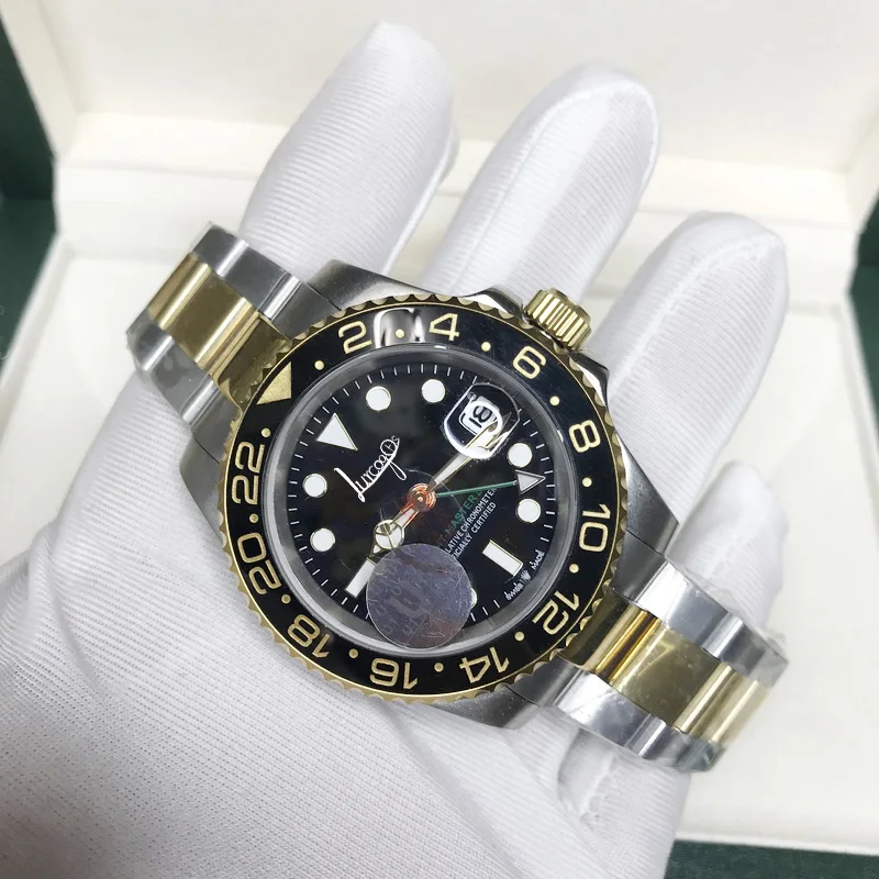 

18K Gold&Silver Men luxury AAA watch ceramic bezel sapphire Automatic sweeping GMT Master II Rolexable wristwatch