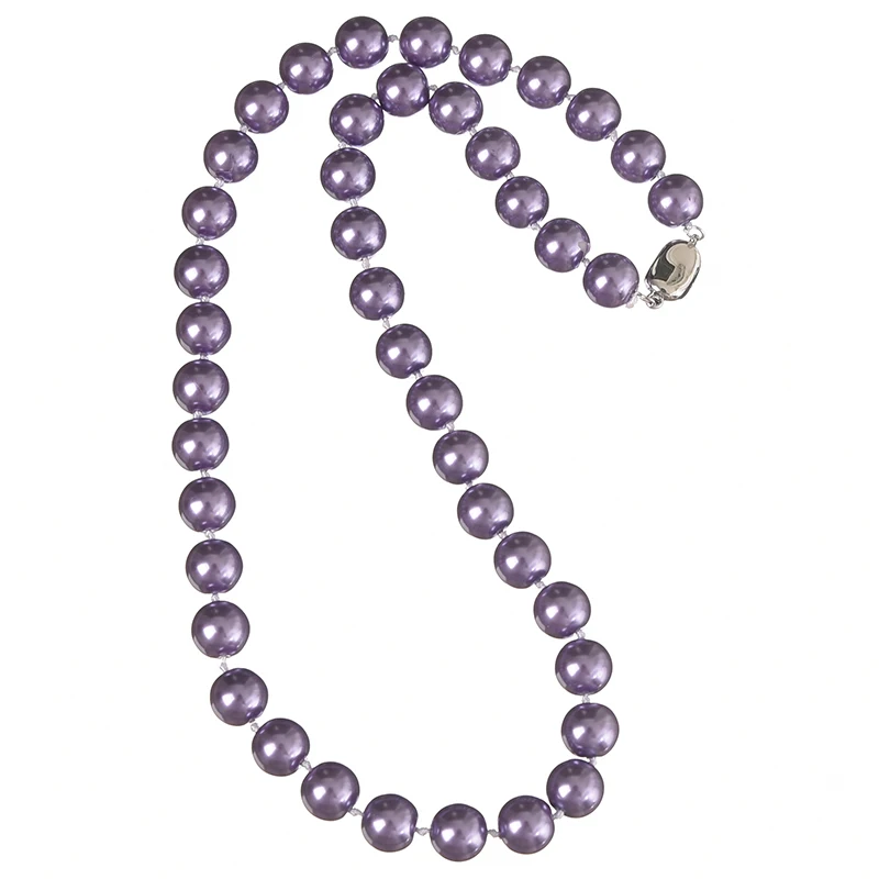 Simple Style Lovely Purple Pearls Necklace For Statement Women 10mm Round Shell Artificial 18inch H836 | Украшения и аксессуары