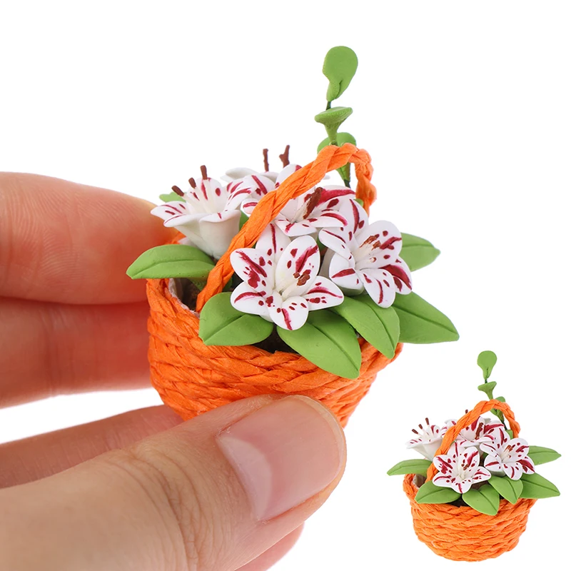 

Mini Potted Plant Flowers Pot Bonsai Model Kids Play Furniture Toy 1:12 Doll House Miniature DollHouse Decor New
