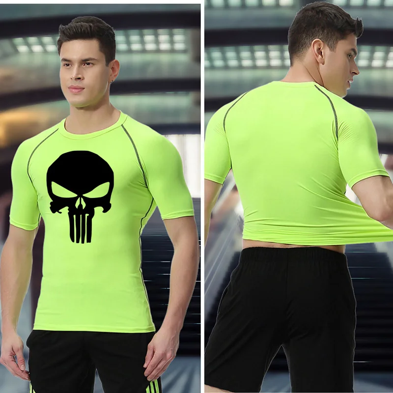 

Gym Running Suit Men's Compression Rashgard Male Sportswear Suit Training Skull Shirt Workout Jogging 4Pcs Set work out Clothing