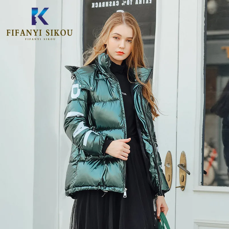 Женская Стеганая куртка с капюшоном Повседневная Свободная Толстая теплая парка