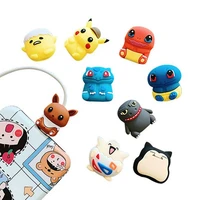 50pcs cute bite anime design cable winder organizer silicone usb charging data cable line protector cord cover decorate