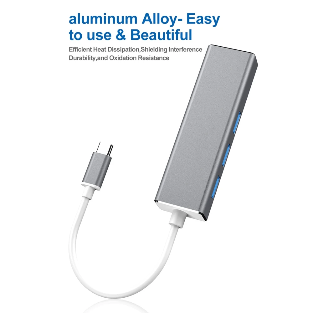 Адаптер tebe 4 в 1 с 3 портами USB 0 Type C к Rj45 Lan Ethernet сетевой разветвитель адаптер для