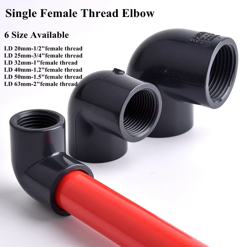 

1/2"~2" Single Head Female Thread 90° Elbow Connector Planting Frame Plastic Joint UPVC Pipe Elbow Socket Fish Tank Joint
