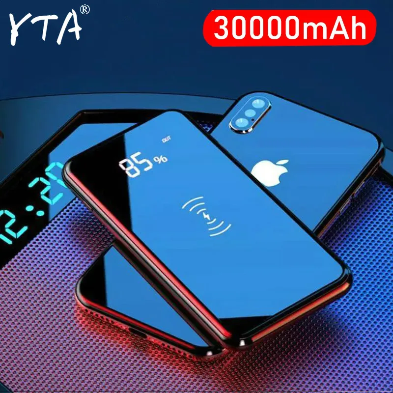 Qi Wireless 30000mah Power Bank Charger For iPhone Samsung External Battery Built-in Powerbank Portable | Мобильные телефоны и