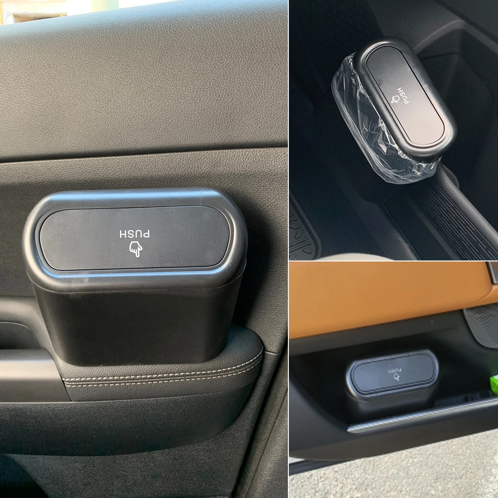 

Car Trash Bin Hanging Vehicle Garbage Dust Case Storage Box Pressing Type Trash Can Auto Interior Accessories Organizer Holder