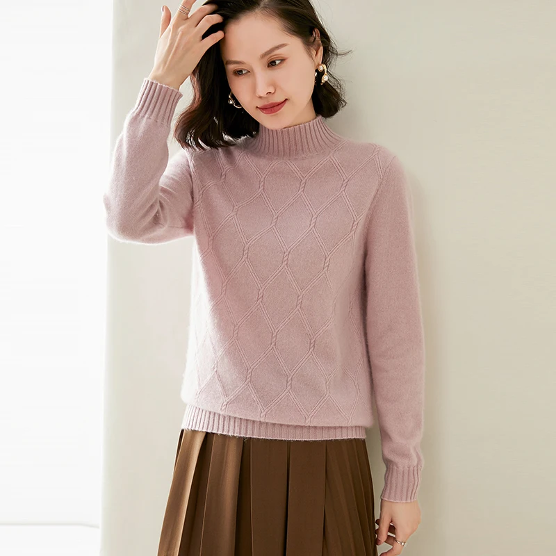 adishree 2020 woman winter 100% Cashmere sweaters autumn knitted Pullovers High Quality Warm Female thickening Turtleneck