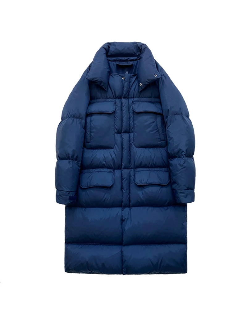 

Женский пуховик средней длины, повседневный свободный пуховик средней длины на белом утином пуху, зима 2021