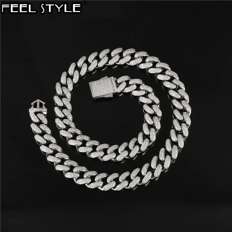 

Hip Hop 19MM 3Row Heavy Cuban Link Chains Bling Iced Out CZ Setting AAA+ Cubic Zirconia Necklace For Men Women Jewelry