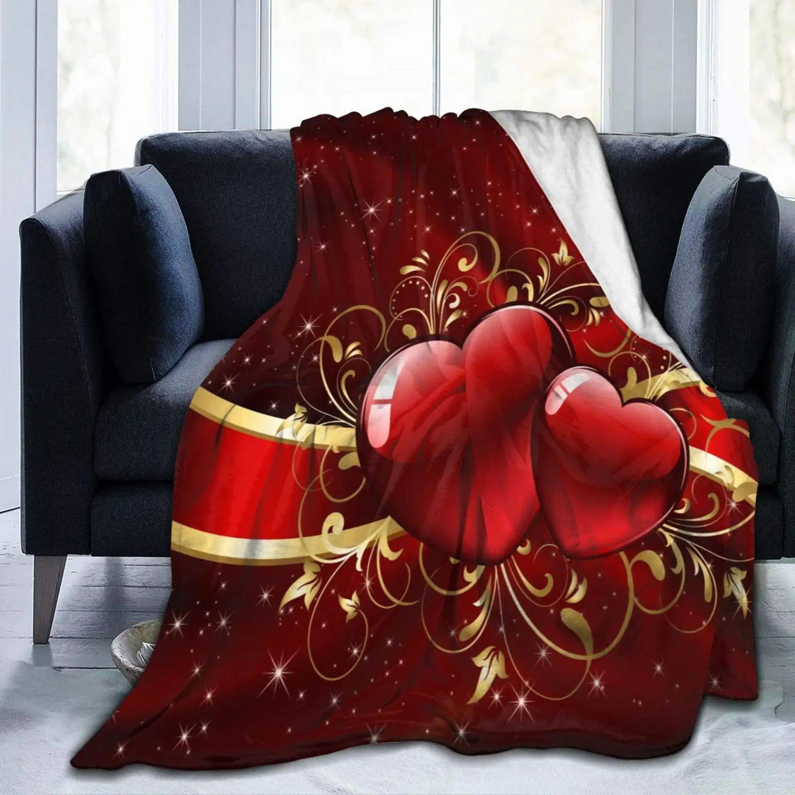 

Великолепное одеяло на День Матери День Святого Валентина с красными сердечками мягкое легкое прочное Фланелевое Флисовое одеяло для кров...