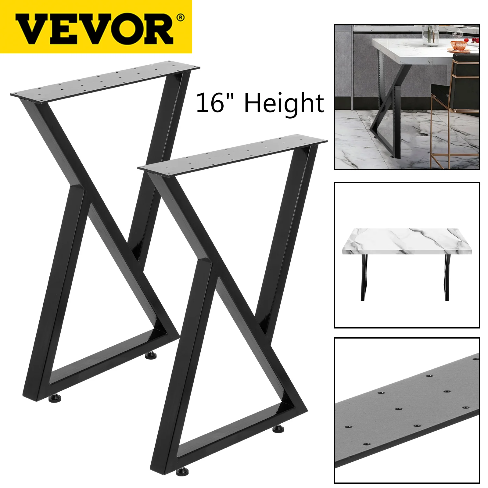 

VEVOR 2PCS Table Legs Metal Black Furniture Legs Heavy Duty Industry Desk Adjustable Non-Slip Feet Nordic Style For Coffee Table