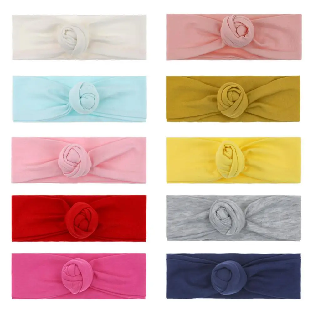 Новинка 2020 года Хлопковая однотонная повязка на голову с узелком Повязка ручной