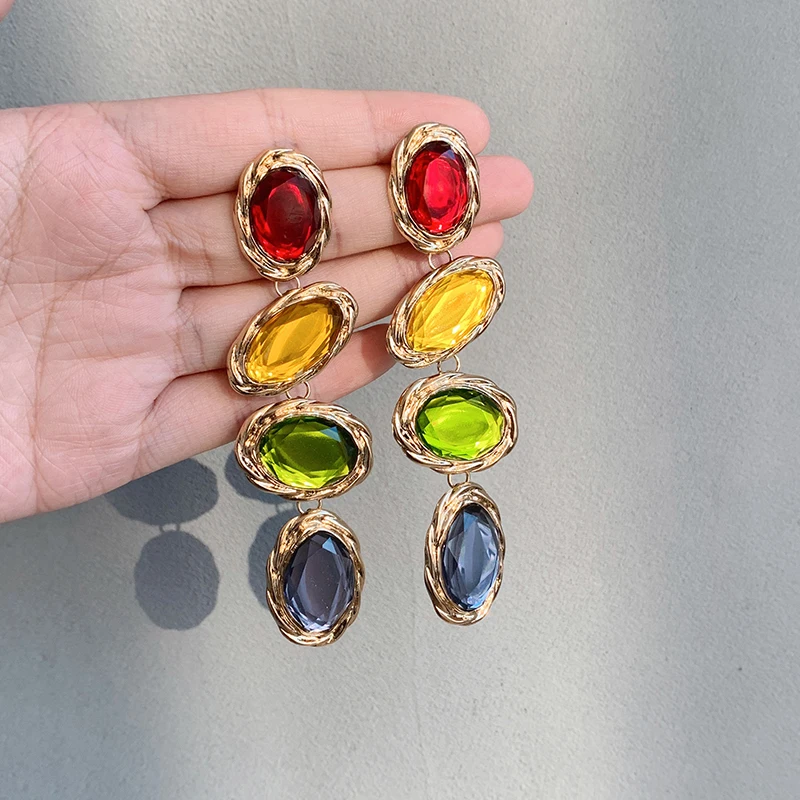 Европейские и американские модные большие серьги в стиле барокко с кристаллами