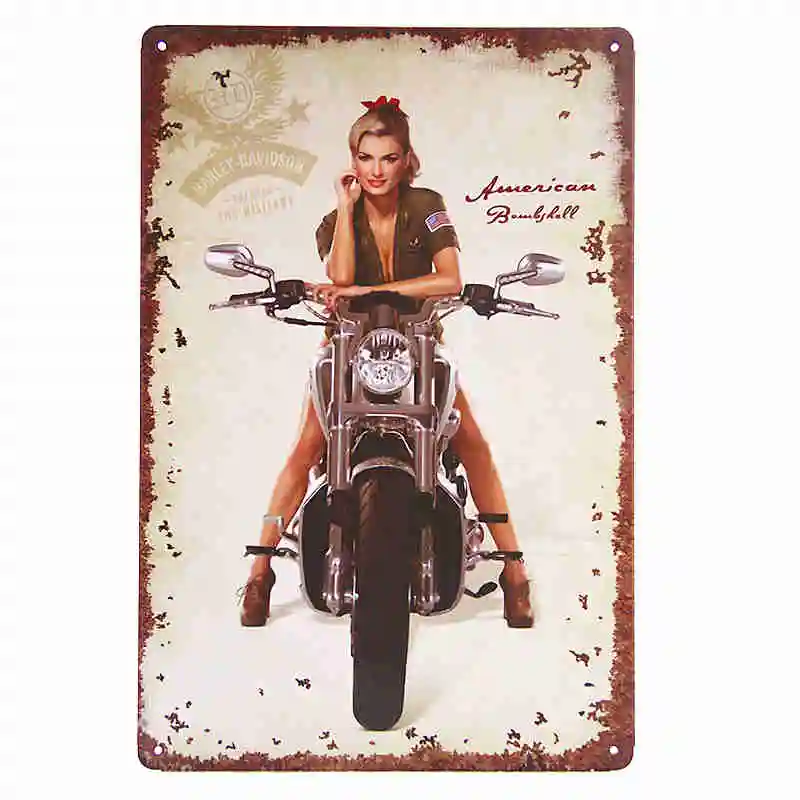DL-TIN гаражный Знак pin up hot rod человек пещера художника на работе металлический знак 8x12 дюймов - Цвет: Шоколад