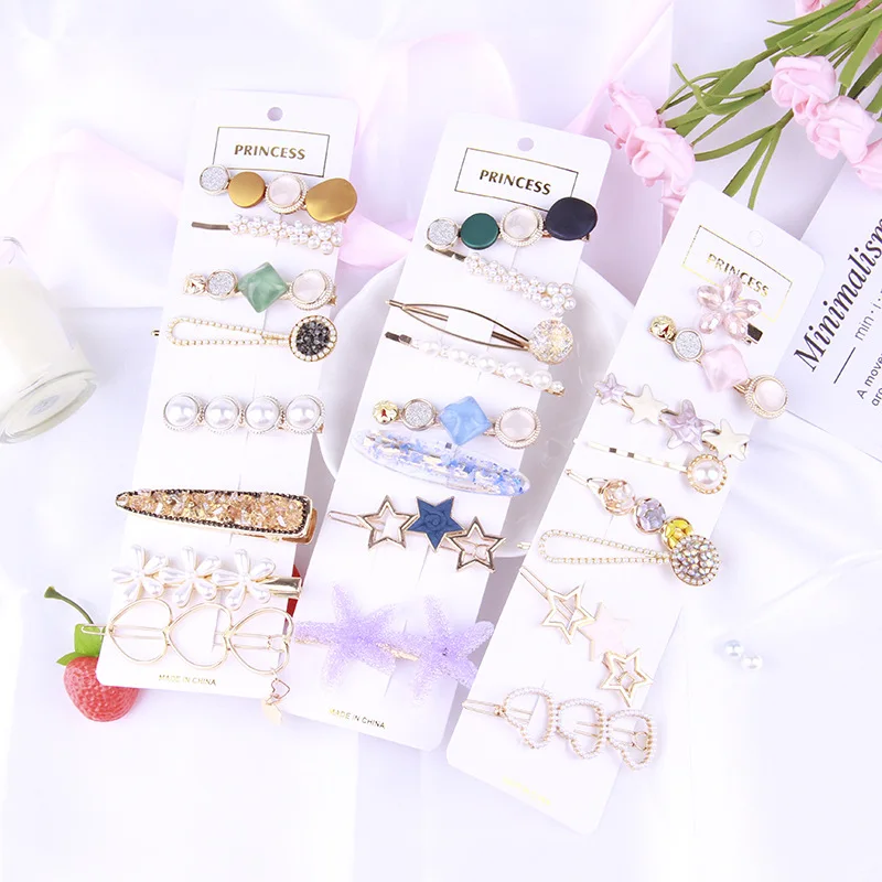 

Korean Acrylic Hair Clips For Women Hair Accessories Fashion Jewelry Pearl Hairpins Geometric Gold Barrettes YR122101