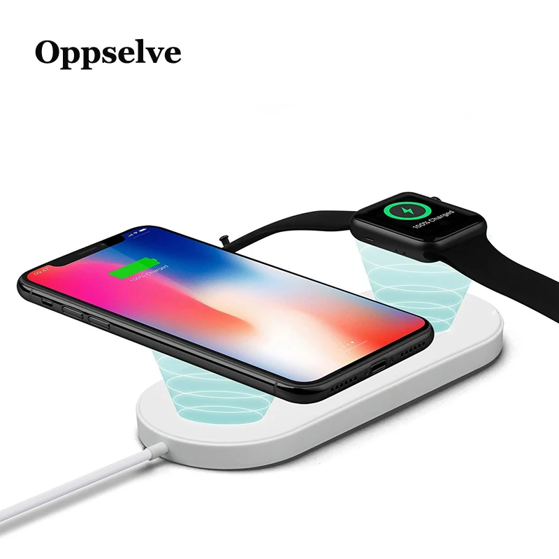Беспроводное зарядное устройство 2 в 1 Qi для iPhone 11 Pro Xr X S Max Apple Watch 3 беспроводная