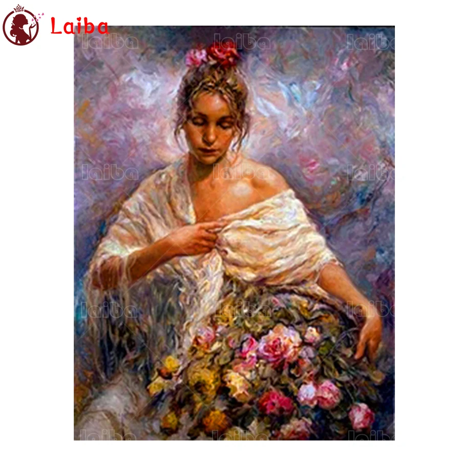

photo custom diy diamond embroidery Abstract art, sexy woman and flowers diamond painting full square round drill diamond
