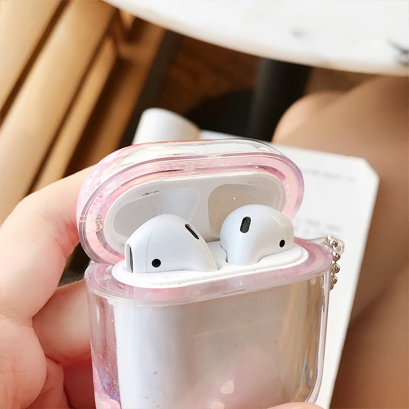 Жидкий зыбучий песок блеск ударопрочный чехол для Airpods 2 1 беспроводной чехол для наушников прозрачный защитный чехол для наушников