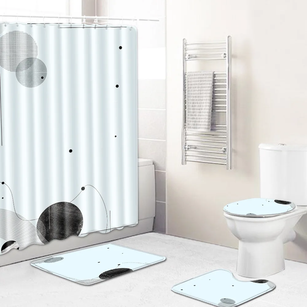 Zeegle Toilet Curtain Bath Mat Set Anti Slip Bathroom Doormat Shower Seat Cover Flannel Soft Pedestal Rug | Дом и сад