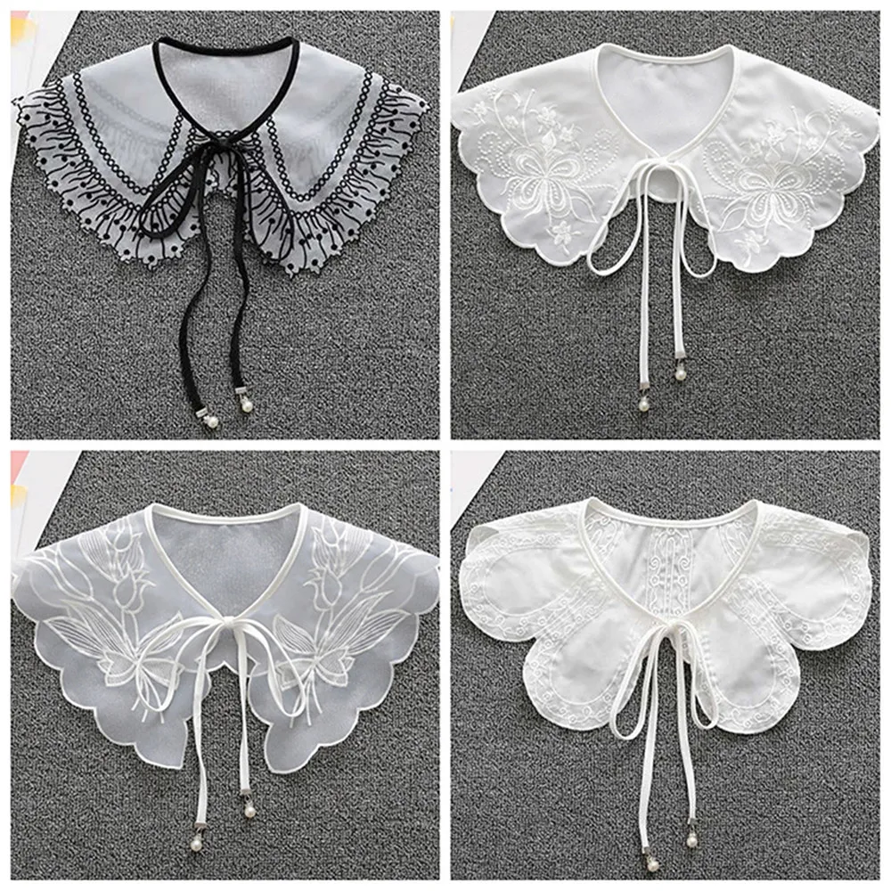 

New Women Lace Fake Collar Blouse Cloud Shoulder Doll Collar Detachable Shirt Collar Blouse Top Women Clothes Accessories