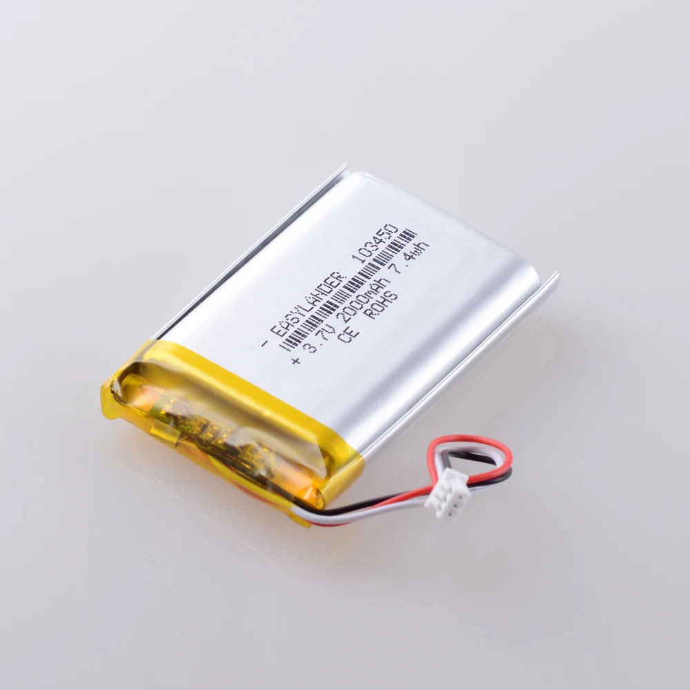 3 7 V 2000mAh 103450 литий полимерная LiPo аккумуляторная батарея с JST 1 25 мм 3pin для Mp3 DVD PAD