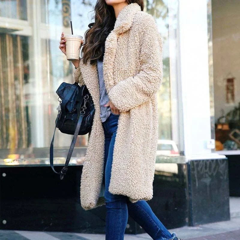 

2021 Woman Autumn Winter Long Coat Faux Fur Coat Women Warm Ladies Fur Jacket Female Plush Teddy Coat Plus Size Outwear