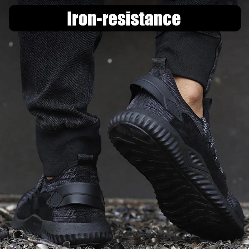 

AtreGo Men Mesh Work Safety Shoe Steel Toe Cap Work Boots Breathable Light Anti-puncture Hiking Indestructible Safety Sneakers