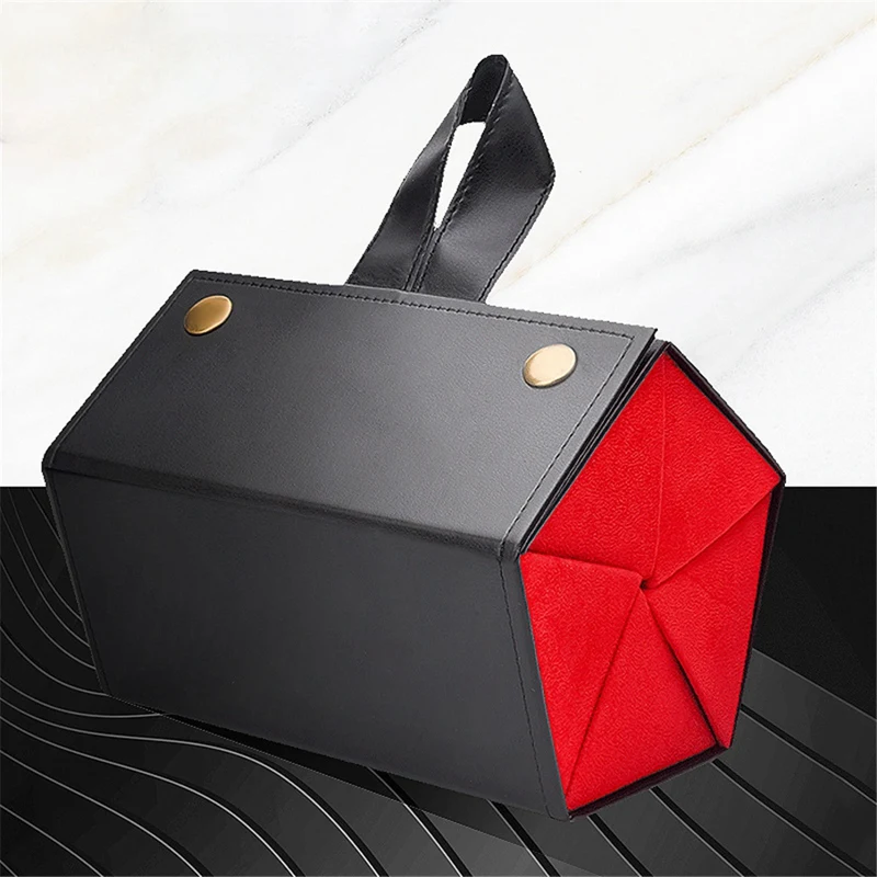 

Women 5 Storage Space Sunglasses Tray Black Red Fashion Pu Leather Roll Eyeglasses Case Display Box