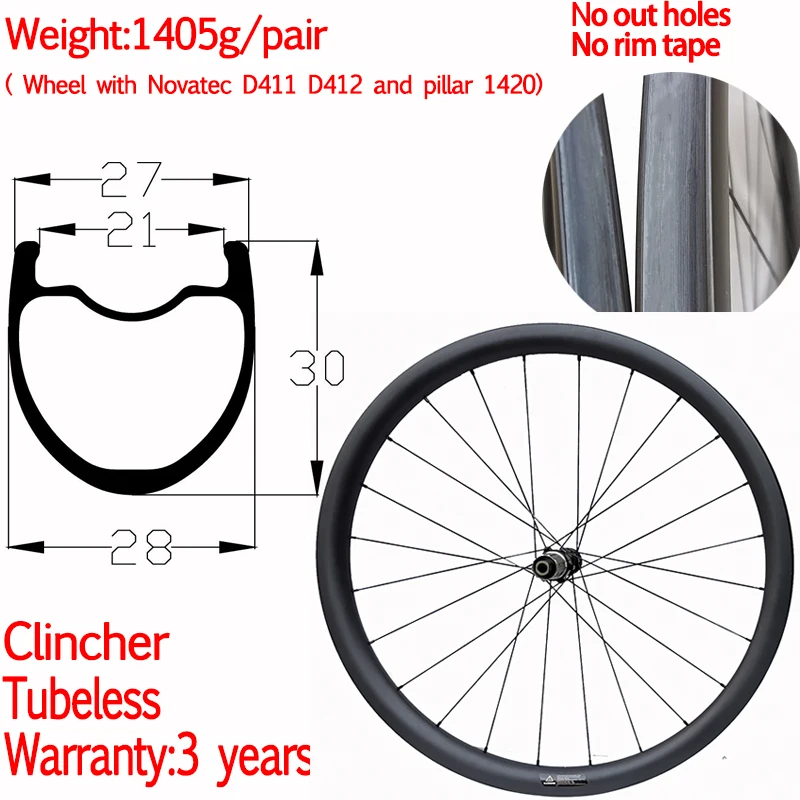

Durable light gravel bicycle wheel 30mm 700c carbon road bike wheels racing bike disc clincher wheelset brake 6 bolt center lock